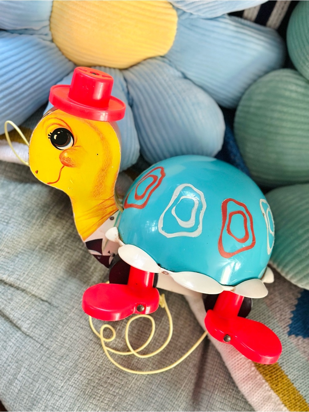 Vintage Fisher-Price Tip Toe Turtle Pull Toy